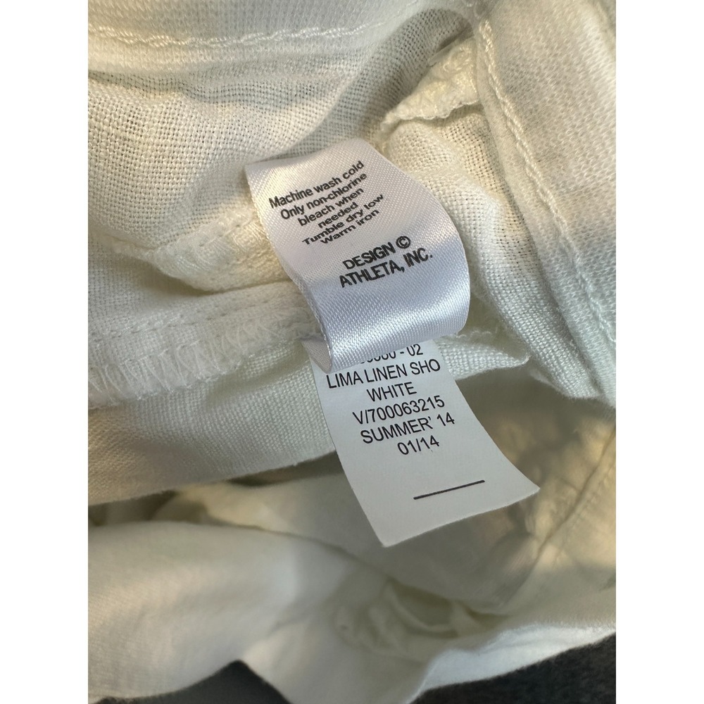 ATHLETA Lima 100% Linen Shortie Foldover Knit Waistband White Shorts Size 10 - Picture 14 of 16